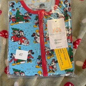 Bamboo Bliss Kids One Piece Footie - Blue with Red Trim